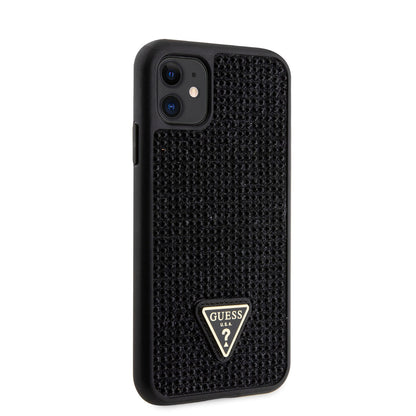 iPhone 11 Kılıf Guess Orjinal Lisanslı Taşlı Arka Yüzey Üçgen Logolu Kılıf