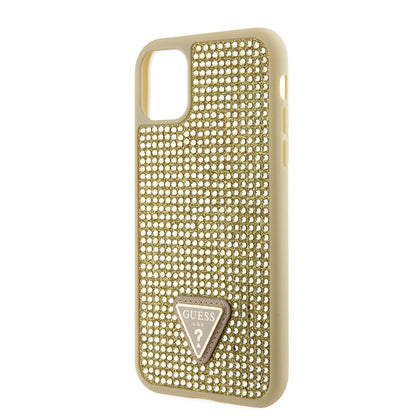 iPhone 11 Kılıf Guess Orjinal Lisanslı Taşlı Arka Yüzey Üçgen Logolu Kılıf