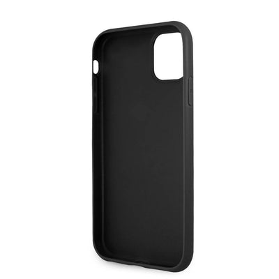 Apple iPhone 11 Kılıf Guess PU Deri Büyük Metal Logo Dizaynlı Kapak Gri
