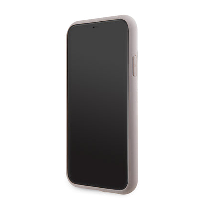 Apple iPhone 11 Kılıf Guess PU Deri Büyük Metal Logo Dizaynlı Kapak Gri