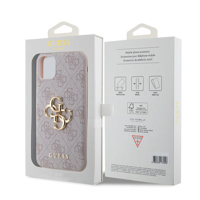 Apple iPhone 11 Kılıf Guess PU Deri Büyük Metal Logo Dizaynlı Kapak Gri