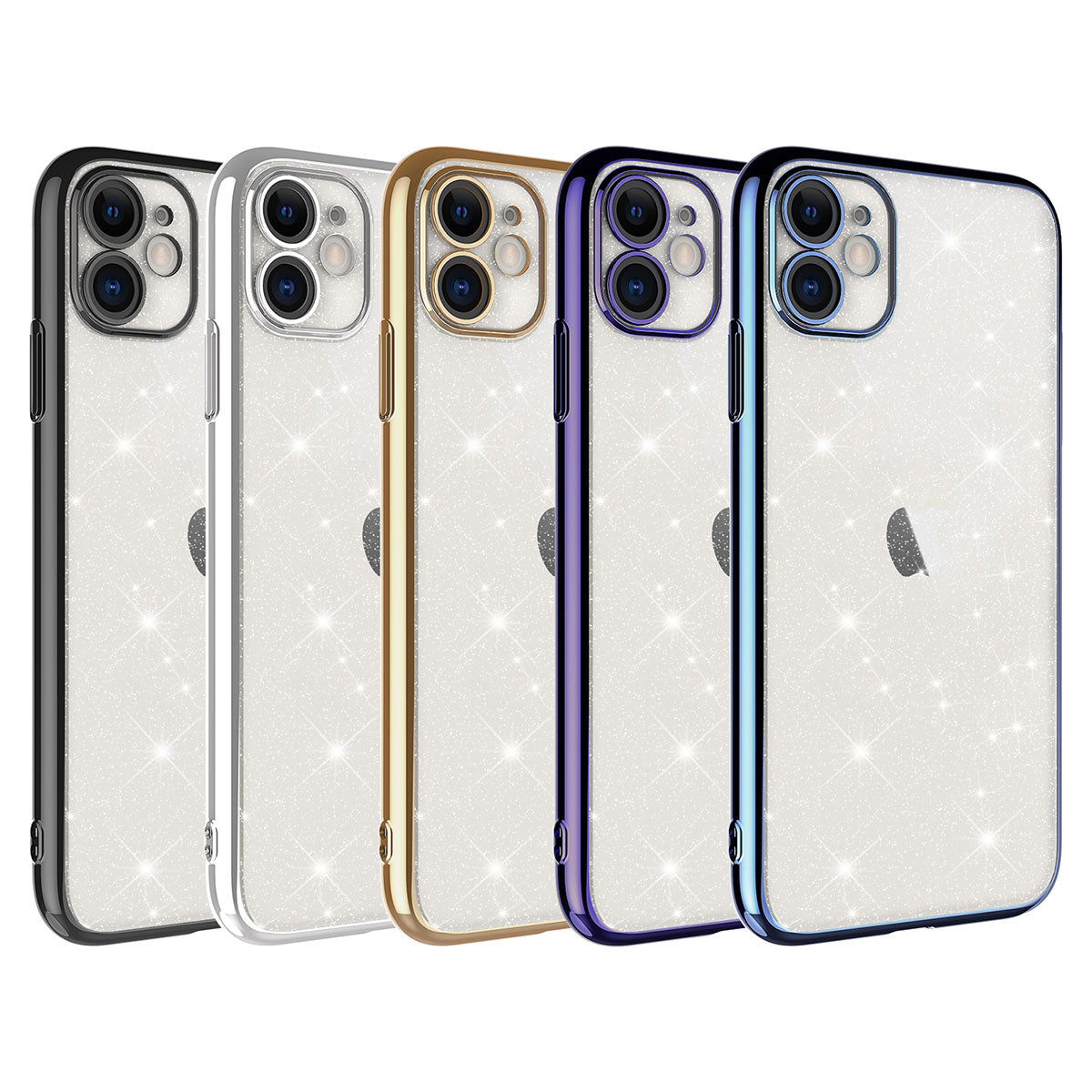 Apple iPhone 11 Kılıf Kamera Korumalı Renkli Çerçeveli Simli Zore Garage Kapak