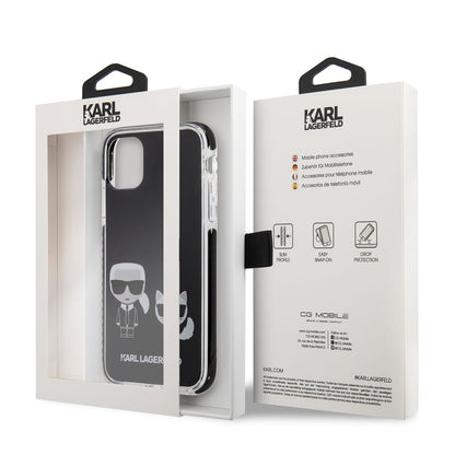 iPhone 11 Kılıf Karl Lagerfeld Kenarları Siyah Silikon K&C Dizayn Kılıf