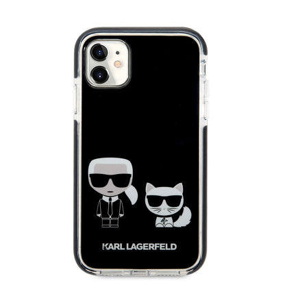 iPhone 11 Kılıf Karl Lagerfeld Kenarları Siyah Silikon K&C Dizayn Kılıf