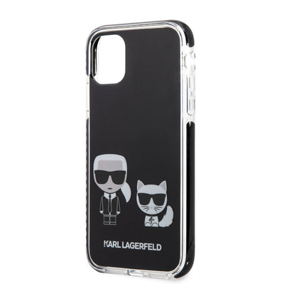 Apple iPhone 11 Kılıf Karl Lagerfeld Kenarları Siyah Silikon K&C Dizayn Kapak Siyah