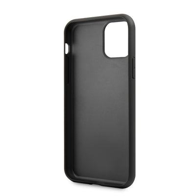 Apple iPhone 11 Kılıf Karl Lagerfeld PU Suni Deri Karl Dizayn Kapak Siyah