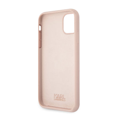 Apple iPhone 11 Kılıf Karl Lagerfeld Silikon Choupette Dizayn Kapak Pembe