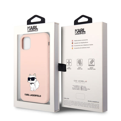 Apple iPhone 11 Kılıf Karl Lagerfeld Silikon Choupette Dizayn Kapak Pembe