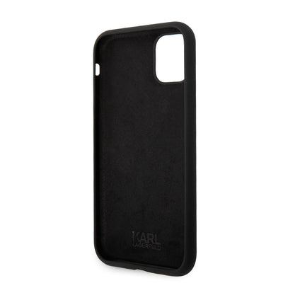 Apple iPhone 11 Kılıf Karl Lagerfeld Silikon Karl Dizayn Kapak Siyah