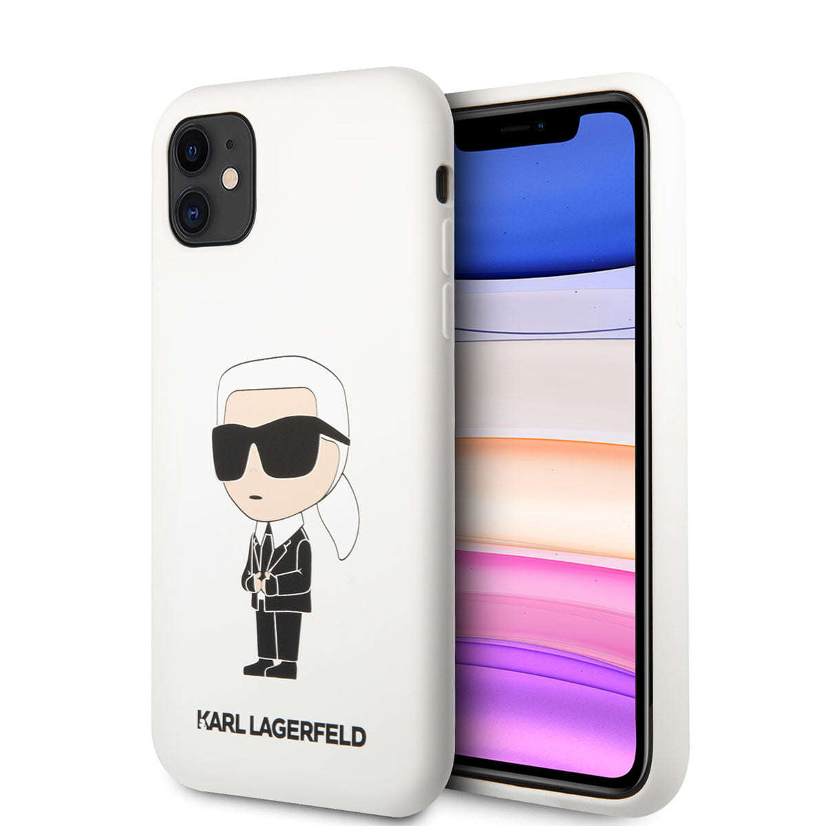 Apple iPhone 11 Kılıf Karl Lagerfeld Silikon Karl Dizayn Kapak Siyah