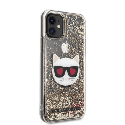 iPhone 11 Kılıf Karl Lagerfeld Sıvılı Simli Choupette Dizayn Kılıf