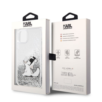 iPhone 11 Kılıf Karl Lagerfeld Sıvılı Simli Choupette Fun Dizayn Kılıf