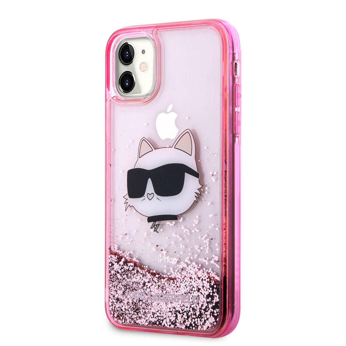 iPhone 11 Kılıf Karl Lagerfeld Sıvılı Simli Choupette Head Dizayn Kılıf