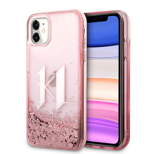 iPhone 11 Kılıf Karl Lagerfeld Sıvılı Simli Dizayn Kılıf