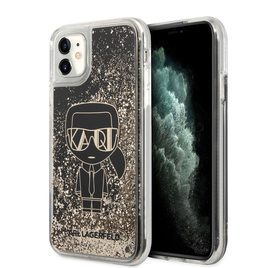 iPhone 11 Kılıf Karl Lagerfeld Sıvılı Simli Gatsby Dizayn Kılıf