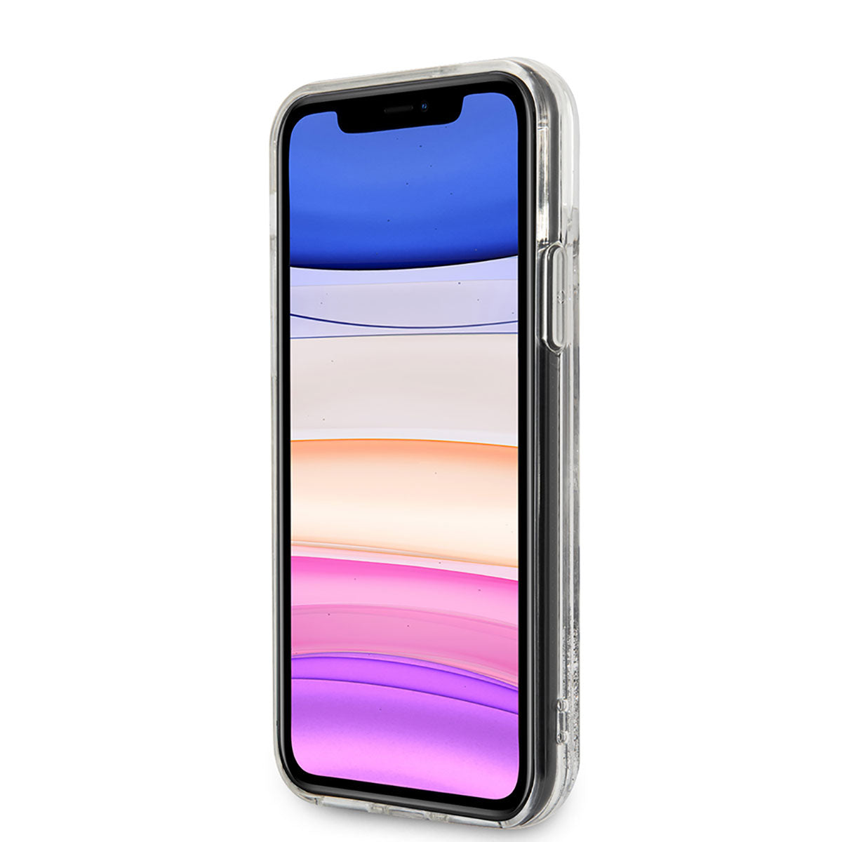 Apple iPhone 11 Kılıf Karl Lagerfeld Sıvılı Simli K&C Dizayn Kapak Gümüş