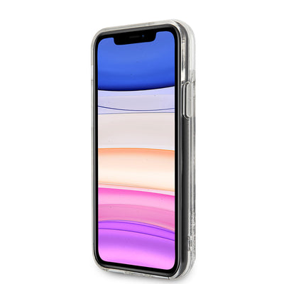 Apple iPhone 11 Kılıf Karl Lagerfeld Sıvılı Simli K&C Dizayn Kapak Gümüş