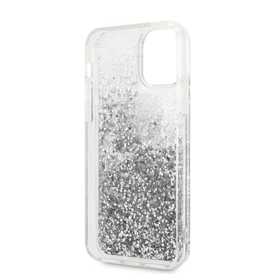 Apple iPhone 11 Kılıf Karl Lagerfeld Sıvılı Simli K&C Dizayn Kapak Gümüş