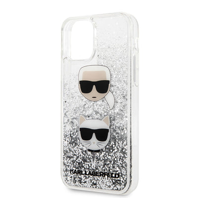 Apple iPhone 11 Kılıf Karl Lagerfeld Sıvılı Simli K&C Dizayn Kapak Gümüş