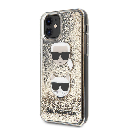 iPhone 11 Kılıf Karl Lagerfeld Sıvılı Simli K&C Head Dizayn Kılıf