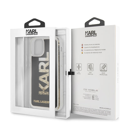 iPhone 11 Kılıf Karl Lagerfeld Sıvılı Simli Logo Dizayn Kılıf