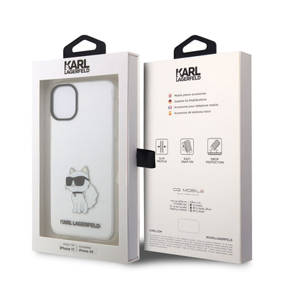 Apple iPhone 11 Kılıf Karl Lagerfeld Transparan Choupette Dizayn Kapak Renksiz