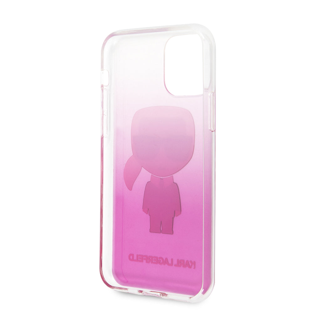Apple iPhone 11 Kılıf Karl Lagerfeld Yarı Transparan Karl Dizayn Kapak Pembe