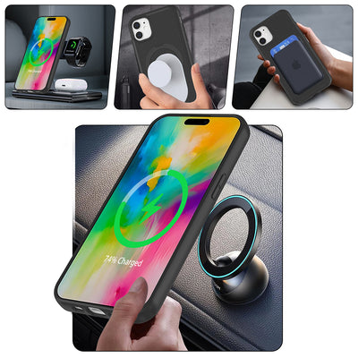 Apple iPhone 11 Kılıf M-safe Şarj Özellikli Standlı Zore Samara Kapak Pembe