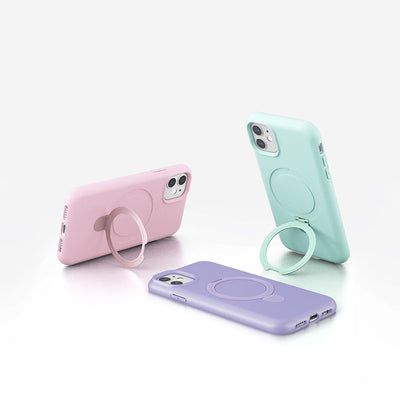 Apple iPhone 11 Kılıf M-safe Şarj Özellikli Standlı Zore Samara Kapak Titanyum-Gri