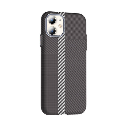 Apple iPhone 11 Kılıf M-safe Şarj Özellikli Karbon Fiber Görünümlü Zore Gros Kapak Gri-Siyah