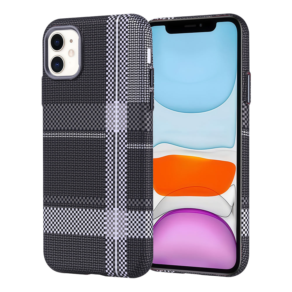 Apple iPhone 11 Kılıf M-safe Şarj Özellikli Karbon Fiber Görünümlü Zore Nekst Kapak Gri-Siyah