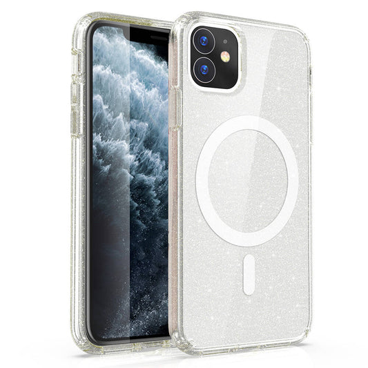 iPhone 11 Kılıf M-safe Şarj Özellikli Parlayan Simli Saydam Renkli Zore Allstar Kılıf
