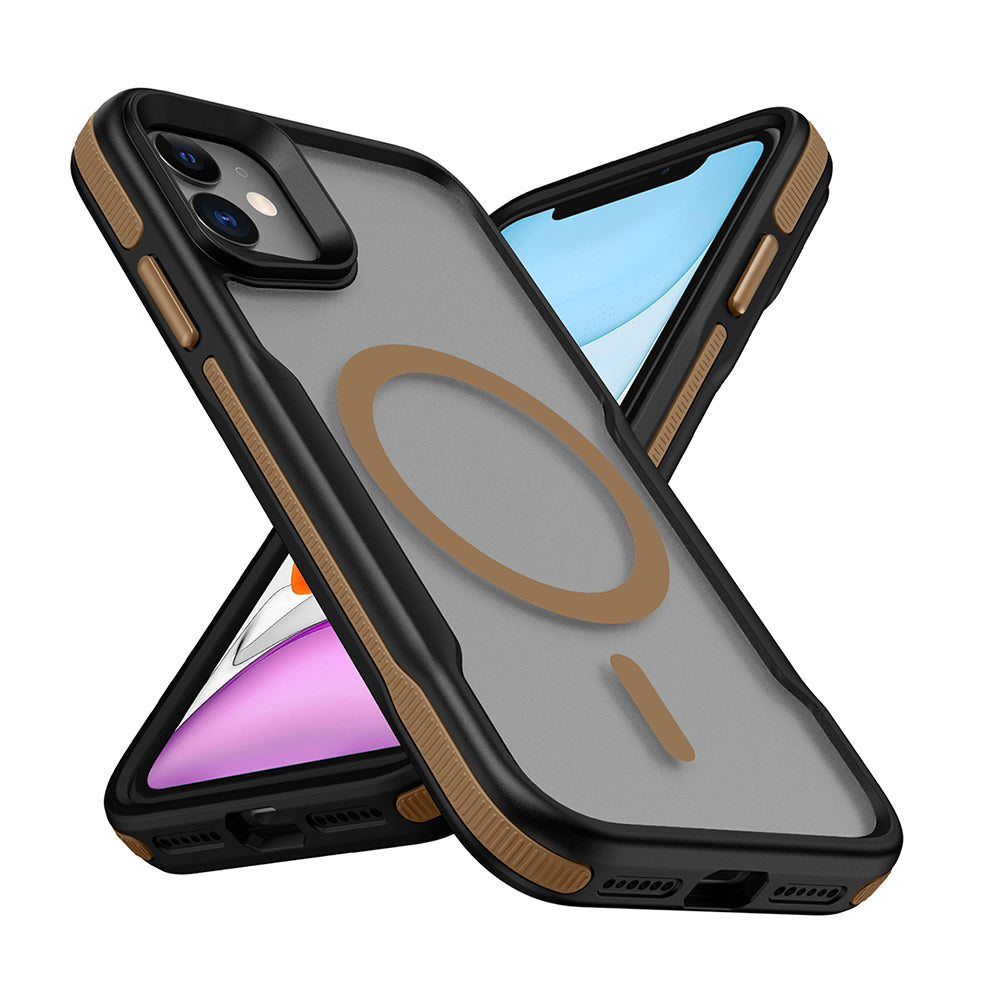 Apple iPhone 11 Kılıf Magsafe Şarj Özellikli Renkli Kenar Airbag Şeritli Zore Lamer Kapak Siyah