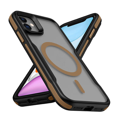 Apple iPhone 11 Kılıf Magsafe Şarj Özellikli Renkli Kenar Airbag Şeritli Zore Lamer Kapak Siyah