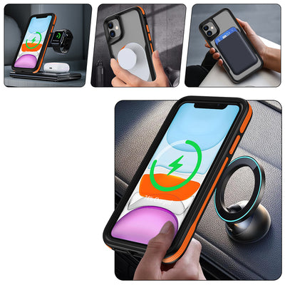 Apple iPhone 11 Kılıf Magsafe Şarj Özellikli Renkli Kenar Airbag Şeritli Zore Lamer Kapak Siyah