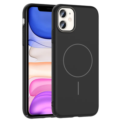 Apple iPhone 11 Kılıf M-safe Şarj Özellikli Zore Ruby Sert Kapak Gri