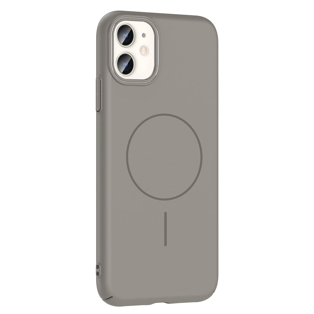 Apple iPhone 11 Kılıf M-safe Şarj Özellikli Zore Ruby Sert Kapak Gri