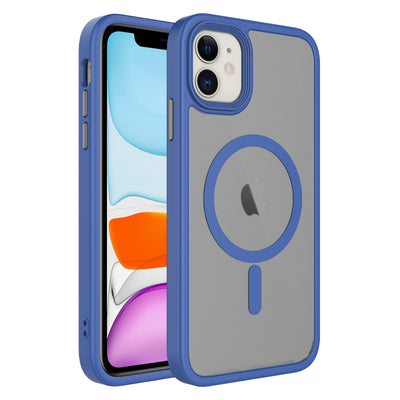 Apple iPhone 11 Kılıf Mat Arka Yüzey Wireless Şarj Özellikli Zore Flet Magsafe Kapak Derin Mor