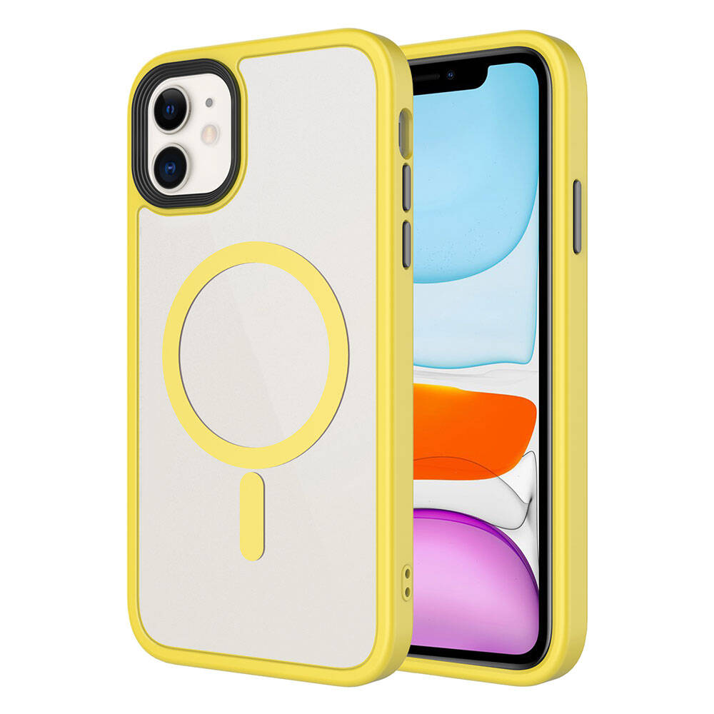 iPhone 11 Kılıf Mat Arka Yüzey Wireless Şarj Özellikli Zore Flet M-safe Kılıf