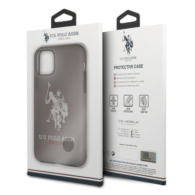 Apple iPhone 11 Kılıf U.S. POLO ASSN. Transparan Silikon Büyük Logo Dizayn Kapak Siyah