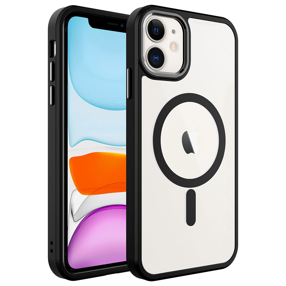 iPhone 11 Kılıf Wireless Şarj Özellikli Zore Krom M-safe Silikon Kılıf
