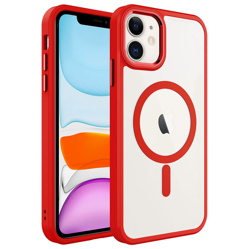 iPhone 11 Kılıf Wireless Şarj Özellikli Zore Krom M-safe Silikon Kılıf