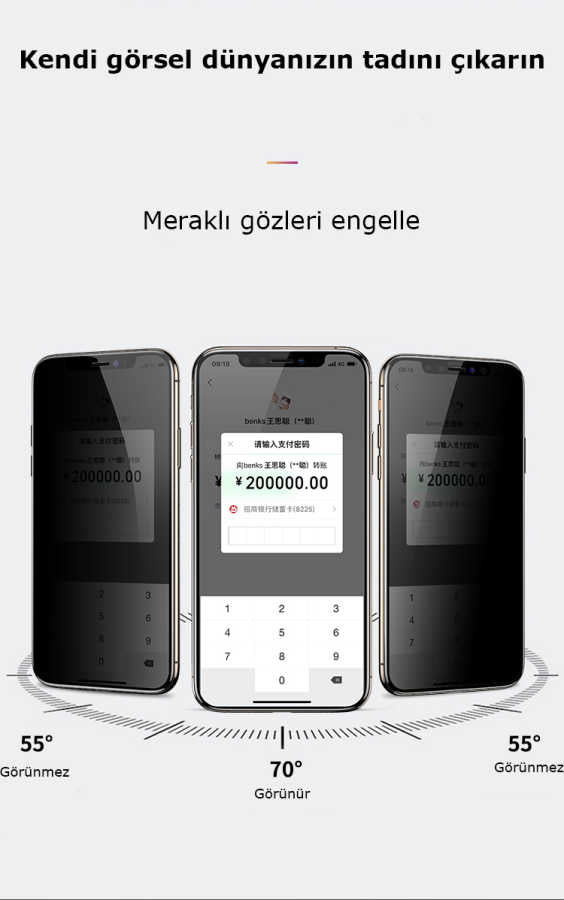 Apple iPhone 11 Pro Benks 0.3mm V Pro Privacy Ekran Koruyucu Siyah