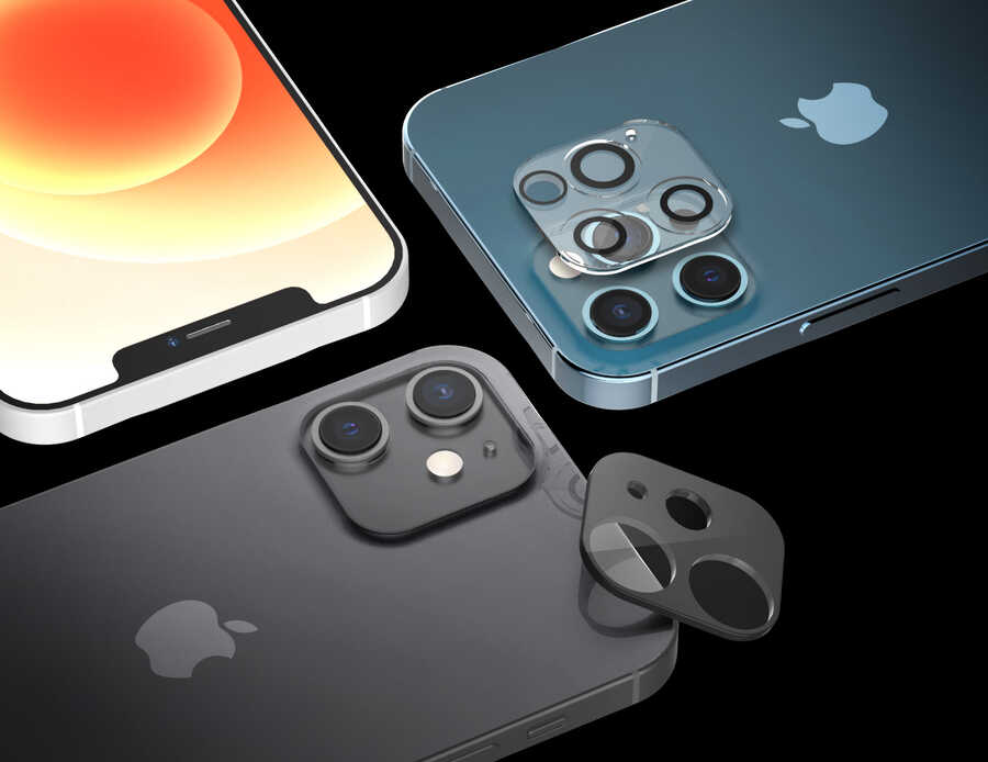 Apple iPhone 12 Araree C-Subcore Temperli Kamera Koruyucu Siyah