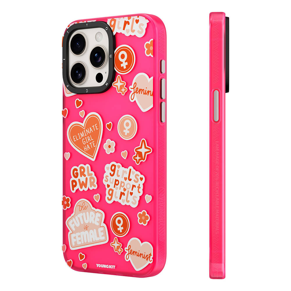 Apple iPhone 12 Kılıf Bethany Green Tasarımlı Youngkit Sweet Language Kapak Pembe
