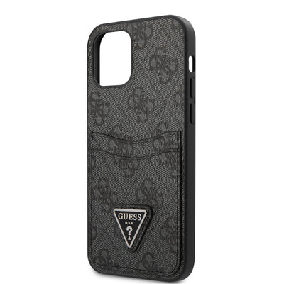 Apple iPhone 12 Kılıf GUESS Çift Kart Bölmeli Kapak Kahverengi