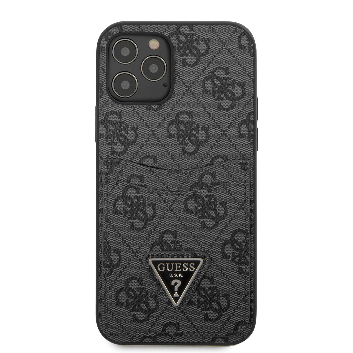 Apple iPhone 12 Kılıf GUESS Çift Kart Bölmeli Kapak Kahverengi