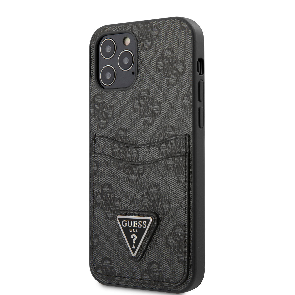 Apple iPhone 12 Kılıf GUESS Çift Kart Bölmeli Kapak Kahverengi