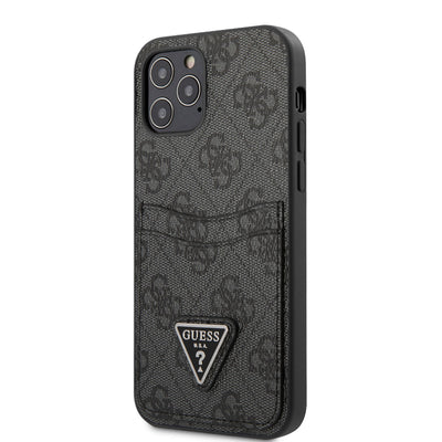Apple iPhone 12 Kılıf GUESS Çift Kart Bölmeli Kapak Kahverengi
