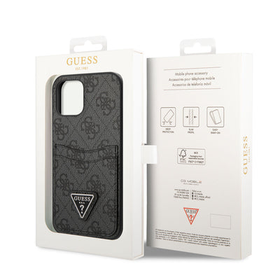 Apple iPhone 12 Kılıf GUESS Çift Kart Bölmeli Kapak Kahverengi
